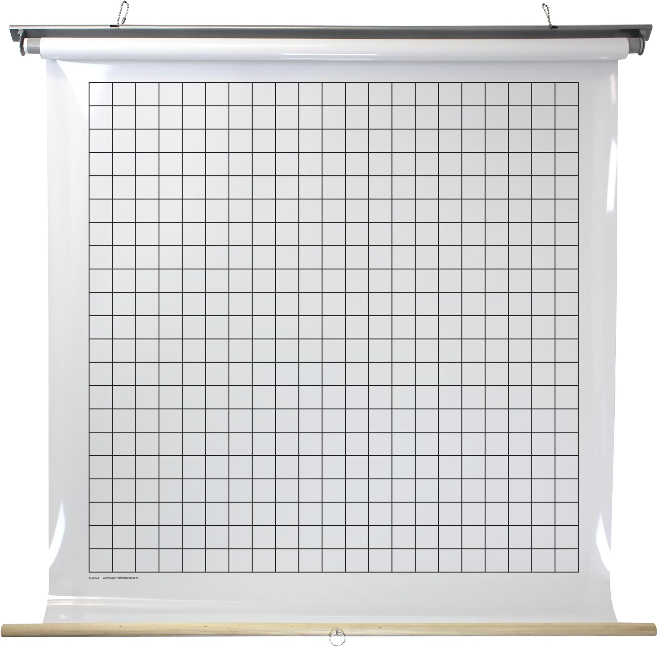 250522 Pull-Down Dry Erase Graph Chart, 2" Grid, 48" Height, 63" Length, White/Black
