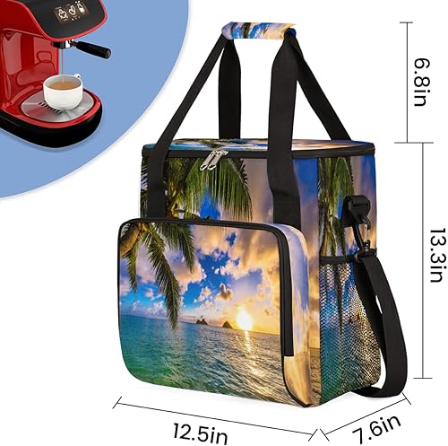 Miniatura 2 de Beach Sunset Coffee Maker Carring Bag Palm Tree Travel Storage Tote Bag Compatible with Keurig K-Mini or K-Mini Plus Portable Single Serve Coffee