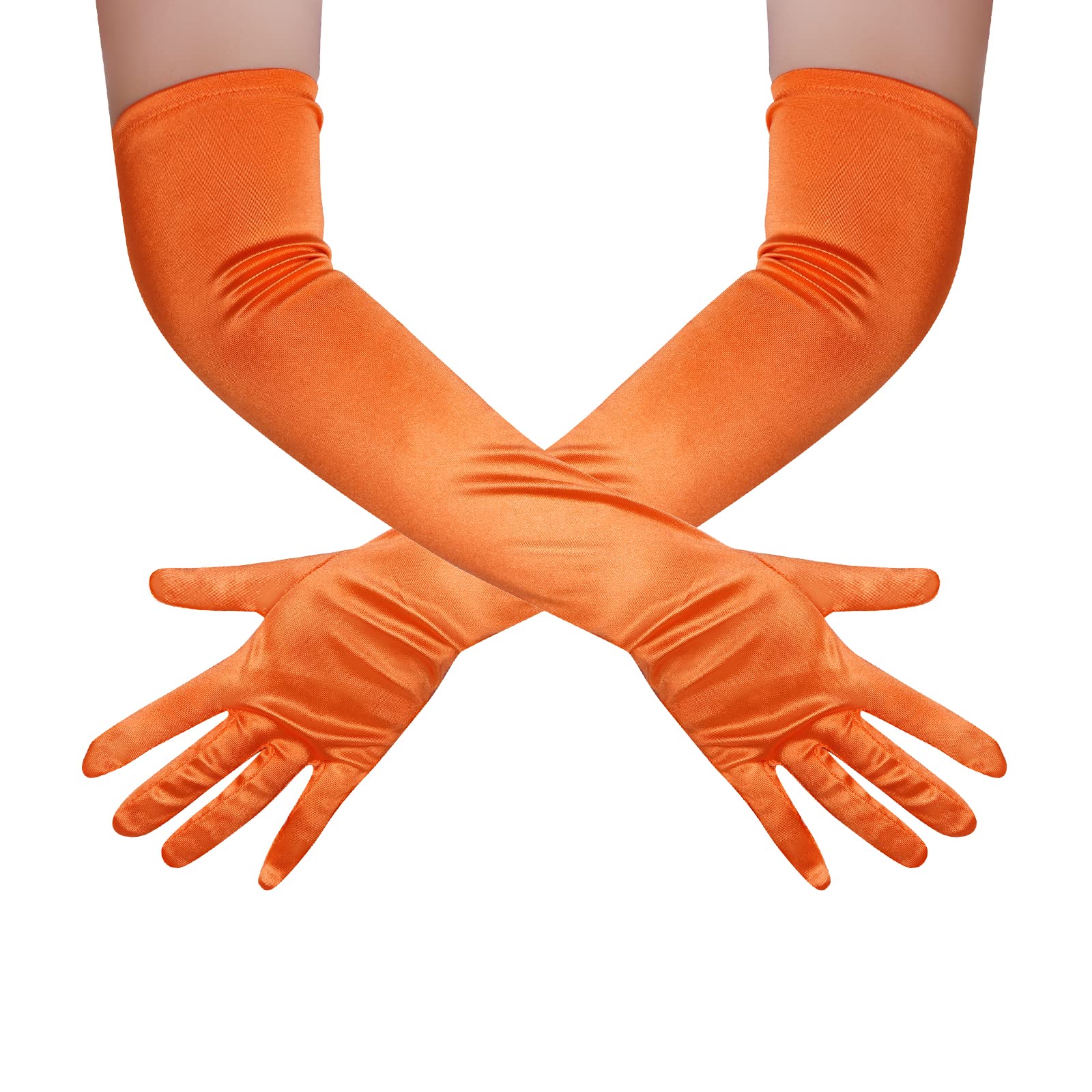 Wobe Long Opera Party 20s Satin Gloves Stretchy Adult Size Elbow Length Wedding