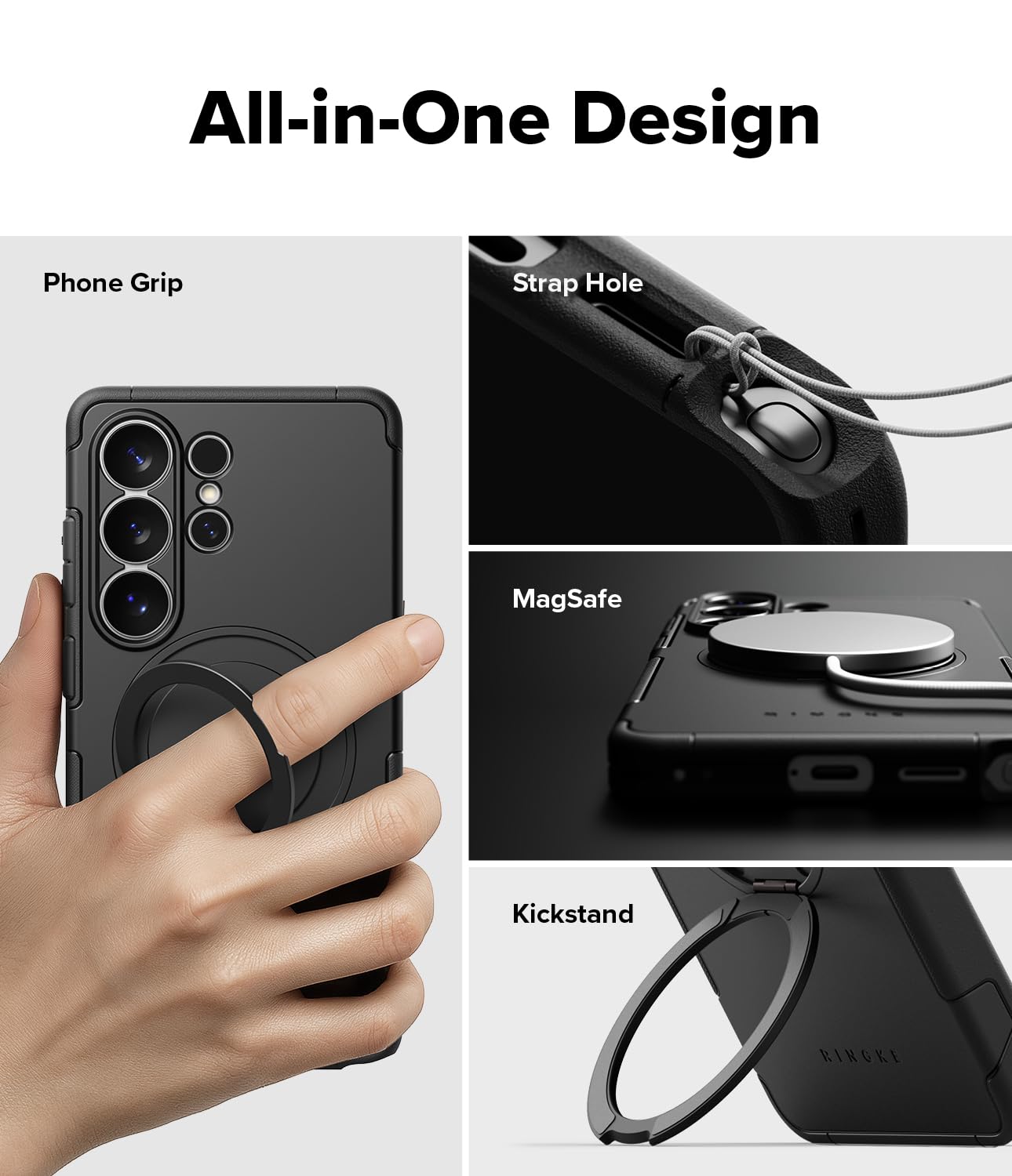 Ringke Pack de Funda + Protector Cámara para Samsung Galaxy S26 Ultra: Alles [Negro] + Camera Lens Frame Glass [2 Unidades]