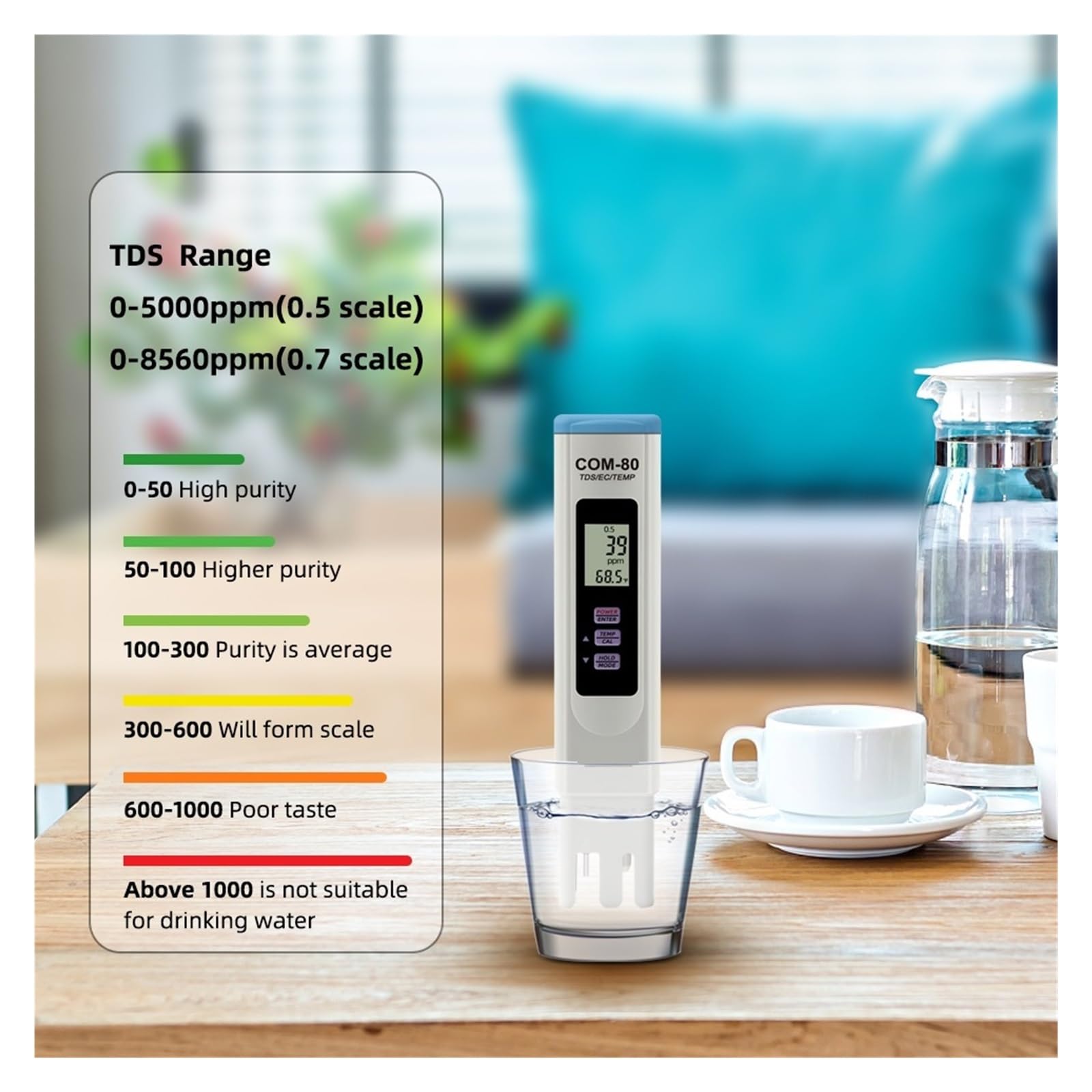 Miernik Temperatury TDS EC COM-80 Monitor Całkowitych Rozpuszczonych Ciał Stałych Tester Przewodności Do Hydroponiki Akwariowej Wody Pitnej Szybkie I DokłAdne Wykrywanie
