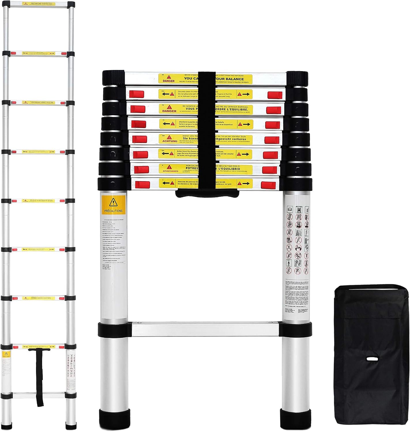 Todeco - Echelle Telescopique, Échelle Pliable - Charge maximale: 150 kg - Standards/Certifications: EN131-2,6 mètre(s), Sac de transport OFFERT, EN 131 — vue 2