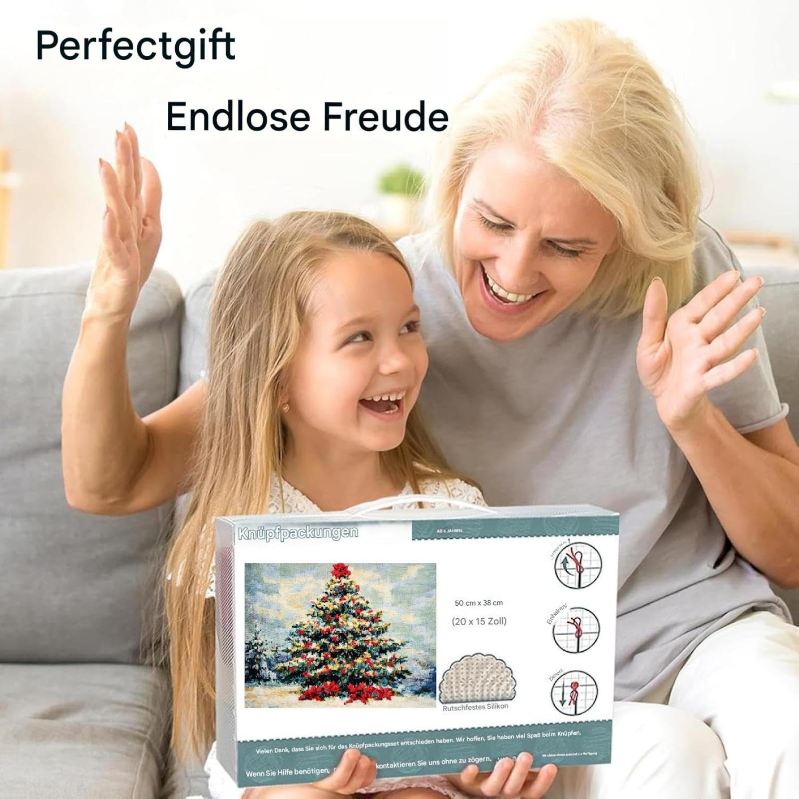 Kit fai da te Knüpfhaken Teppich Set,Vorgedrucktes Latch Hook Rug zum Selber Knüpfen für Anfänger Erwachsene Kinder,Kreuzstich Knüpfset Handarbeits Bastelpackung,Afrikanische Frau mit Kind-55 x 75 cm