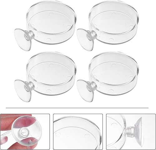Miniatura 6 de Mipcase Recipiente de 8 piezas de alimentador acrílico de rana gambones de cristal de rana plato tazas de platos africanos enanos bentónico de agua