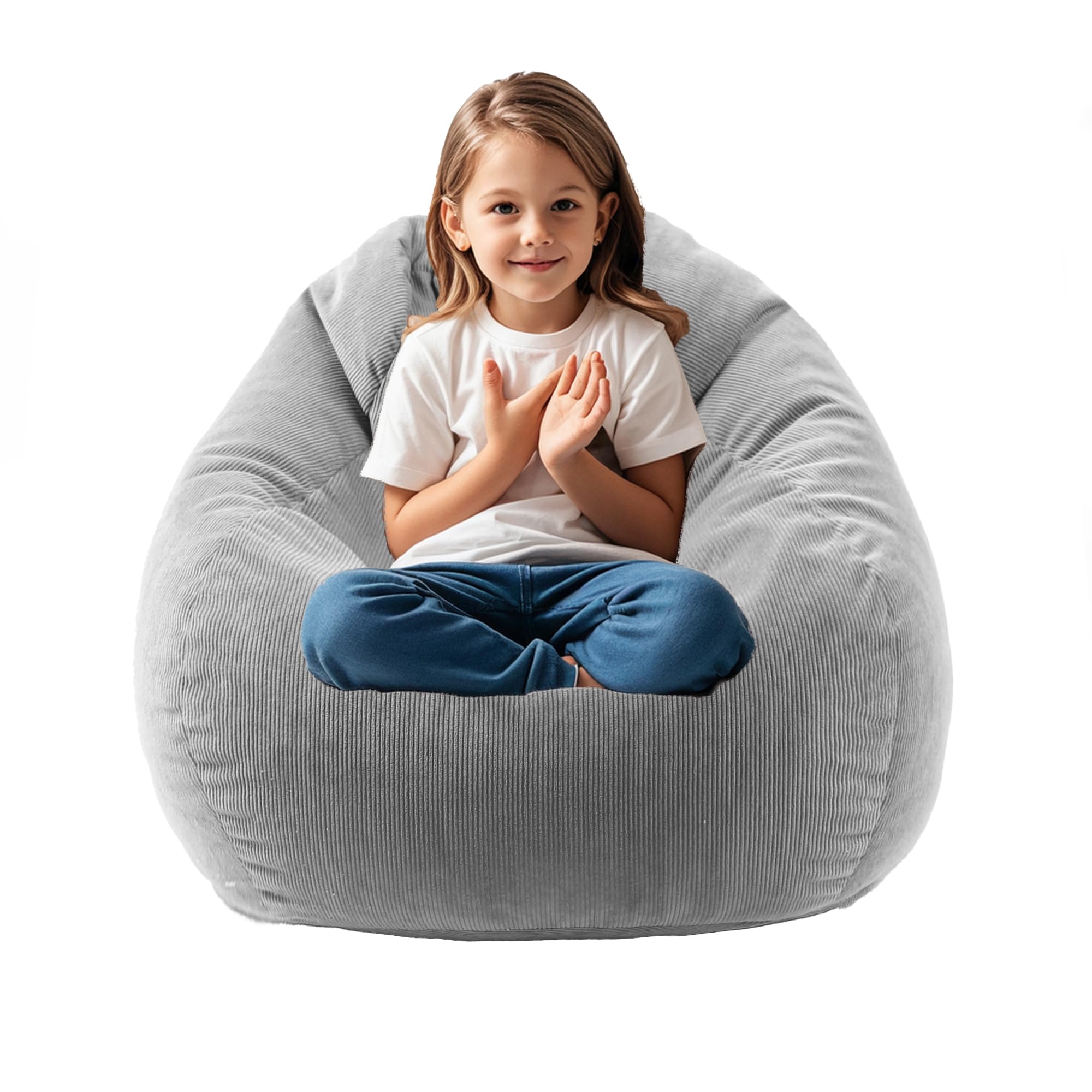 ENBAOHUI Poltrona Sacco Memory Foam 91 Cm Rosa - Seduta Morbida Con Manico, Lavabile Per Adulti E Ragazzi - Perfetta Per Camerette E Soggiorno - 2