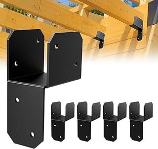 4 Pcs Black Joist Anchor Connector, Post Caps Tie Bracket for 2"x 4", Steel Mounting Joist Hanger Brackets, Truss to Beam Connector Roof Tie Header Hanger for Supporting Beams Rafters