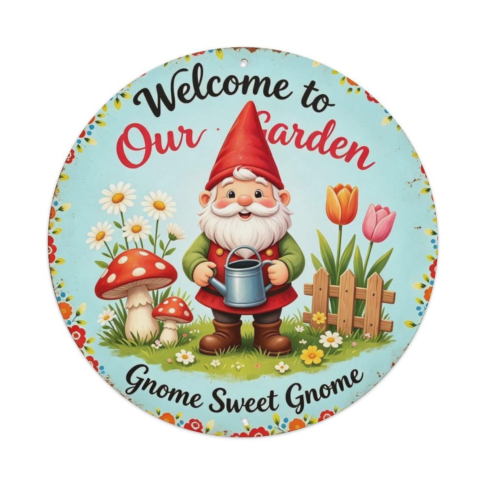 Gnome Sweet Gnome Metal Tin Sign Plaque