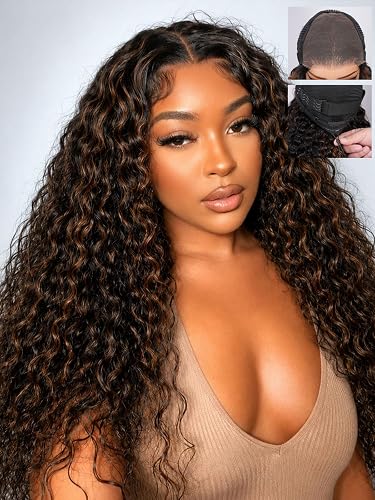 18 Inch Water Wave 7x6 Lace Closure 1B/30 Balayage Wig