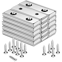 TRYMAG Bar Magnets, 45Lbs 15 Pack Countersunk Hole Magnet with Screw
