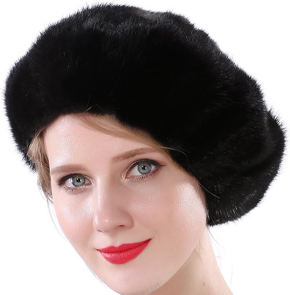 Valpeak Women Winter Berets Real Mink Tail Fur Hat