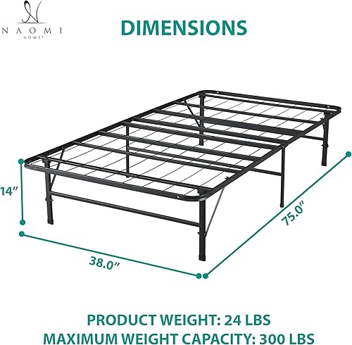 Miniatura 18 de Naomi Home Base de cama de metal de 14 pulgadas con plataforma de metal de alta resistencia (no necesita somier), color negro Negro -,Natural,Blanco