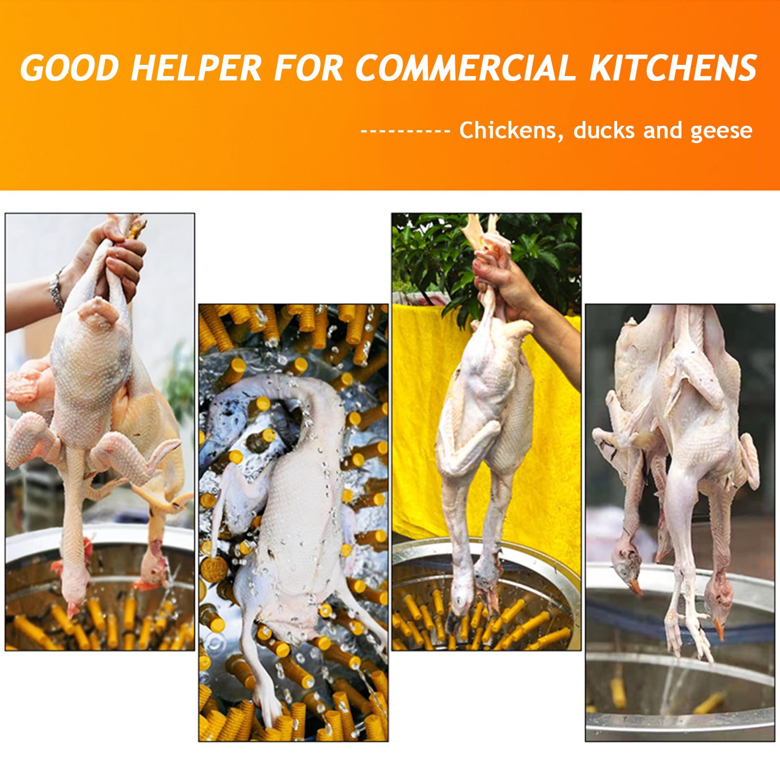 Plucker elettrico del pollo, macchina per la lavorazione del pollame dell'acciaio inossidabile, attrezzatura di de-piumaggio 1500W con le dita di tocco morbido per l'elaborazione efficiente