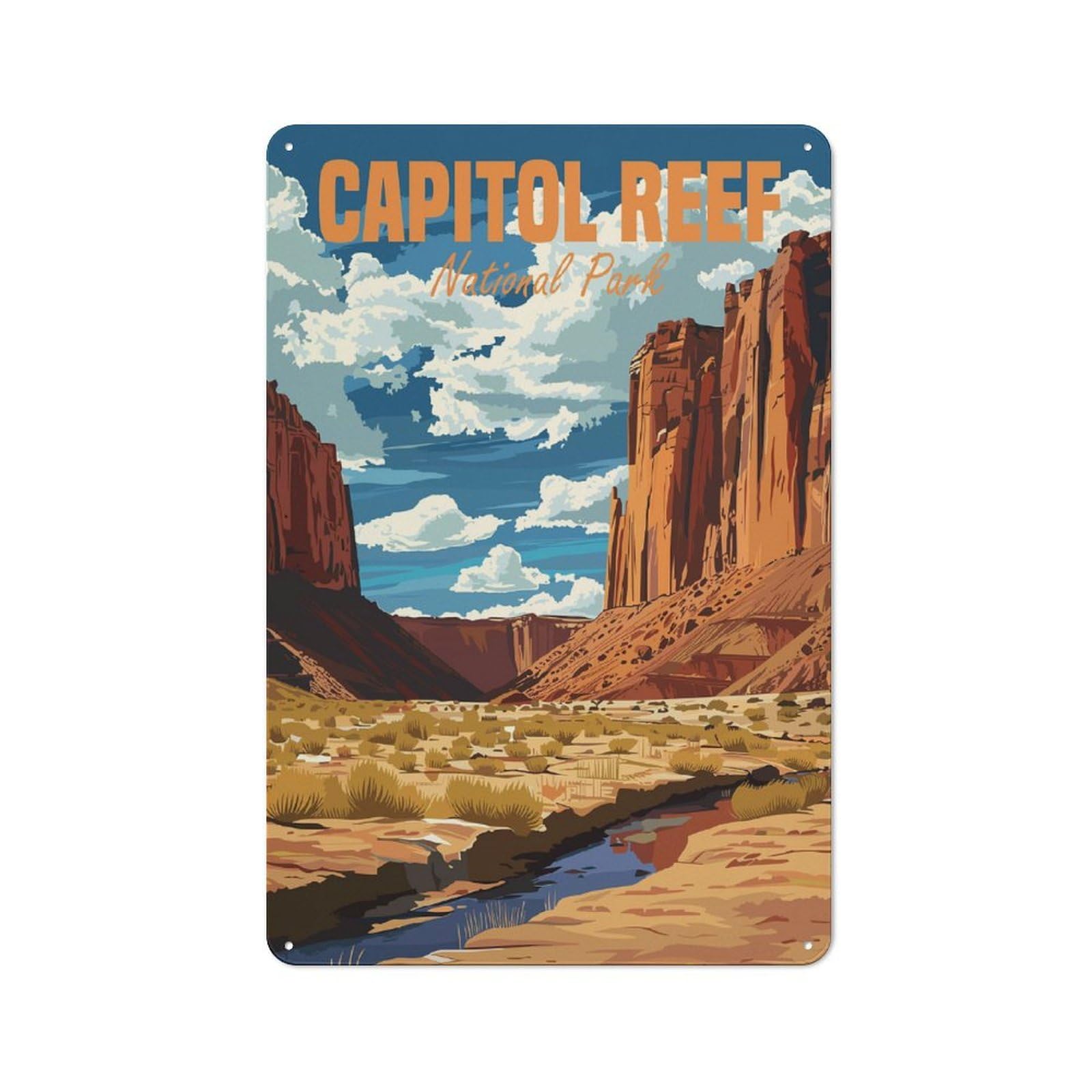 Junmoney Capitol Reef National Park 30X20cm Industrial-Style Tin Sign With For Hallway Wall, A Metal Wall Feature For A Newly Arranged Hallway