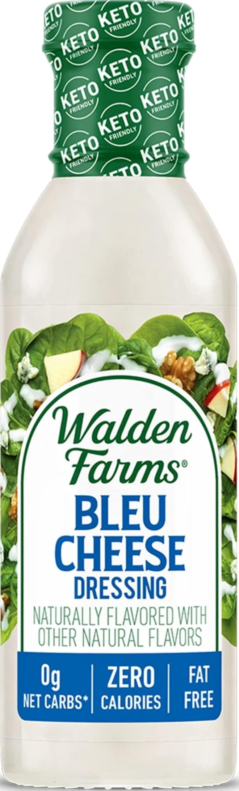 Walden Farms Bleu Cheese Dressing - Calorie-Free, Gluten-Free, Low Carb, Keto-Friendly, Sugar-Free, Rich Bleu Cheese Flavor