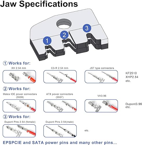 Miniatura 3 de APIOLO Dupont Kit de herramientas de prensado, 1550 conectores Dupont de 0.100 in y 460 conectores JST-XH de 0.100 in para AWG 26-18 (0.1-1 mm),