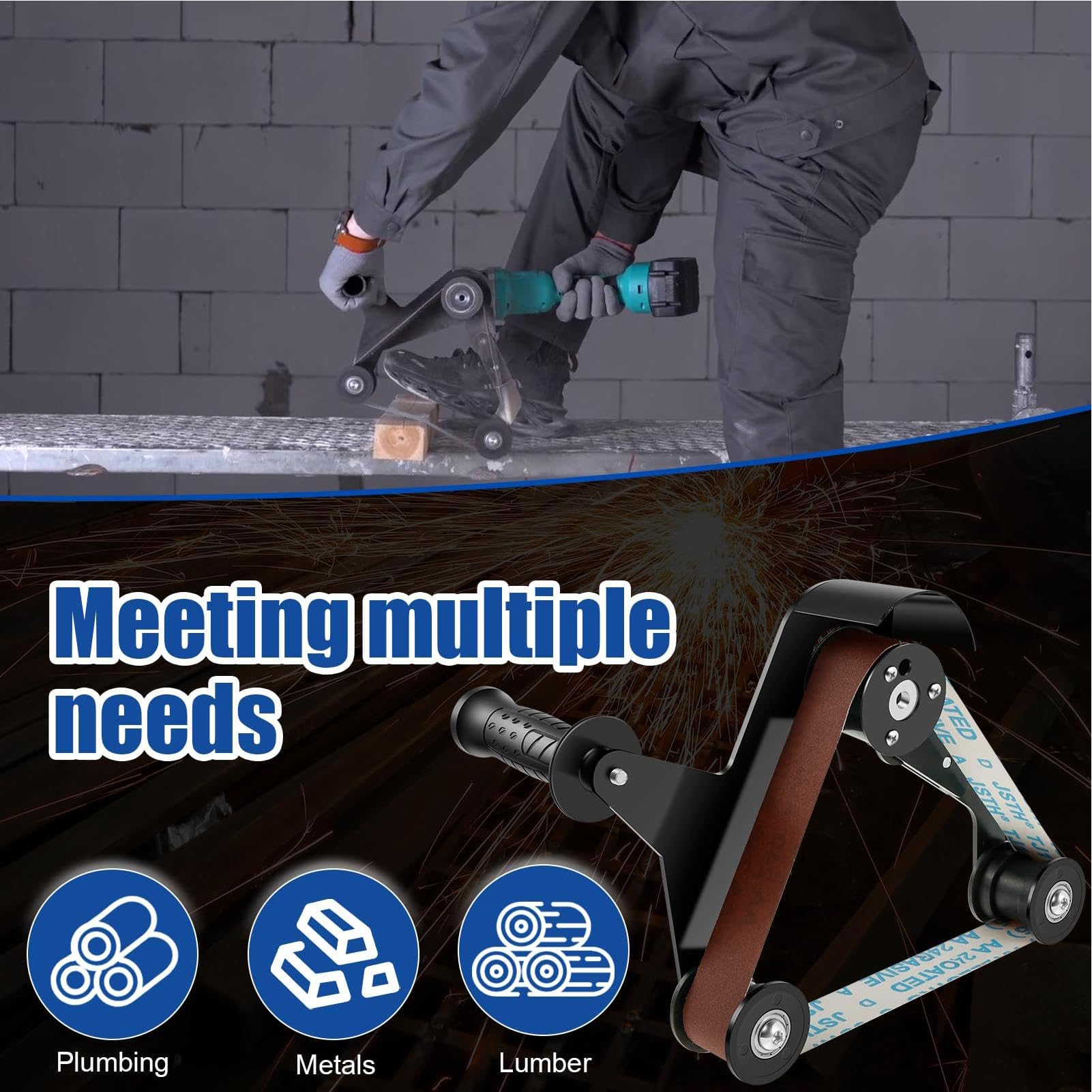 Adaptador de lijadora de banda para amoladora, lijadora de banda para | tubos de madera,Adaptador para lijadora de banda de lijado de tubos en acero inoxidable | Herramienta de lijado y pulido para