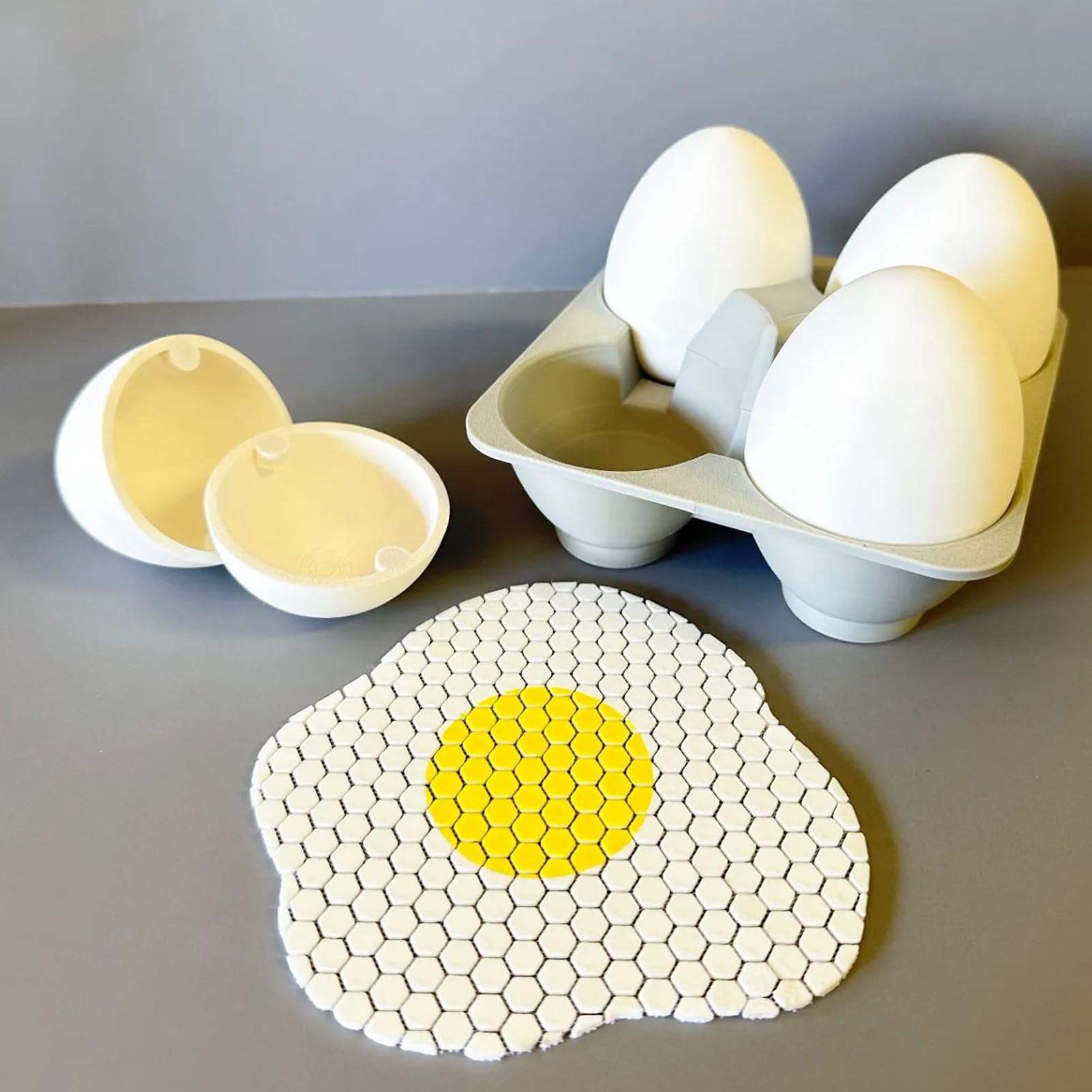 Zabawne podstawki – 4 sztuki jajek sadzonych, nadruk 3D, podkładki