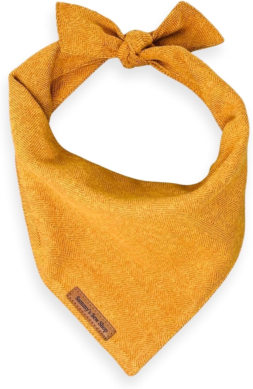 Sammy’s Sew Shop Cream Fall Flannel Dog Bandana – Herringbone Pet Bandana, Tie Back, Premium Fabric, Unique Design, Handmade in The USA, (X-Large, Cream)