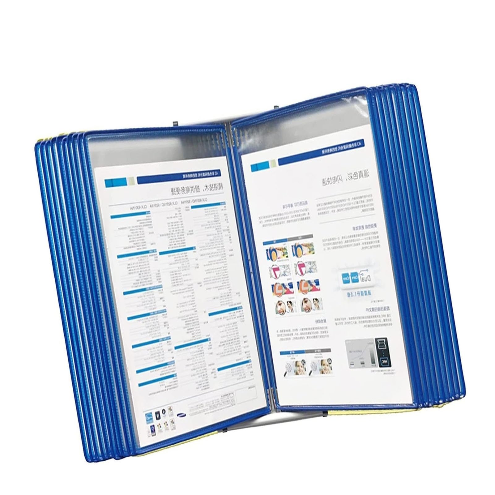 SnamicE Wall Reference Organizer - Wall-Mounted Flip File Holder, Desktop Flip Display Folder, 20 Display Pockets, Letter-Size, for Office/Home Display and Storage A4 Documents, Assorted,A