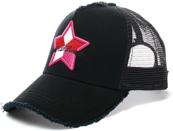 Amazon スターリアン Starlean メインデザイン刺繍メッシュキャップ 5パーツモデル ロゴred Pink White Black キャップ 通販