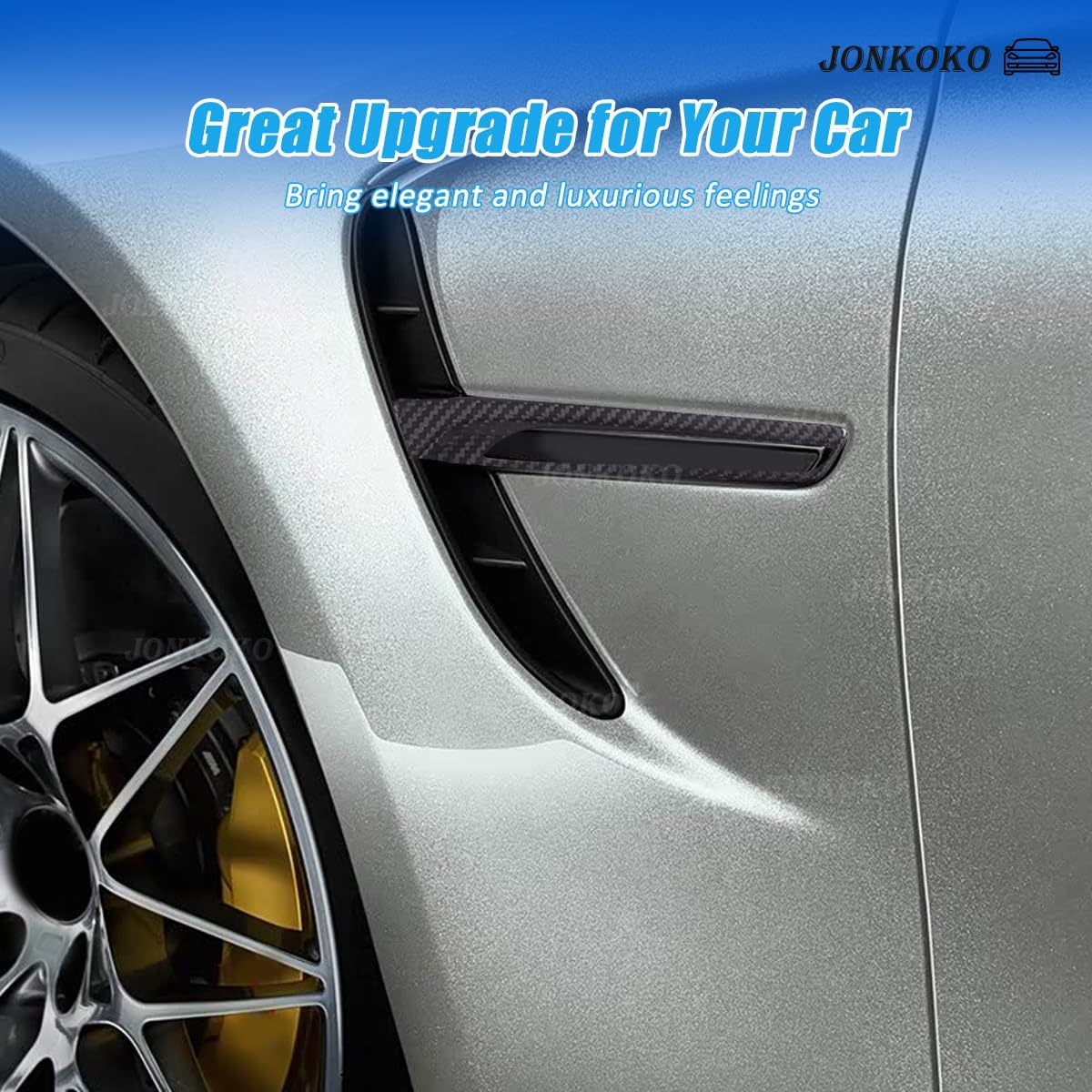 Car Fender Side Vents Decor Trim Compatible with BMW M3 F80 M4 F82 F83 2014-2020 100% Real Carbon Fiber Front Fender Side Vent Trim Exterior Accessories(with Holes)