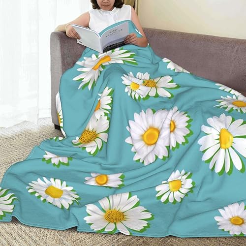 Miniatura 5 de Manta suave y cálida de flores de margaritas, manta de cama ligera de franela de forro polar, regalo para niñas, niños, hombres y mujeres, silla,