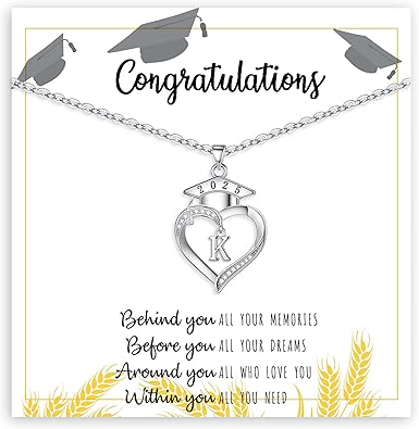 Graduation Gifts, Graduation Gifts for Her Initial Necklaces for Women Class of 2025 Gift Letter A - Z High Shool Senior Master Degree Graduate Necklace for Daughter Sister Granddaughter Girlfriend