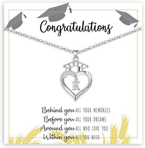 Graduation Gifts, Graduation Gifts for Her Initial Necklaces for Women Class of 2025 Gift Letter A - Z High Shool Senior Master Degree Graduate Necklace for Daughter Sister Granddaughter Girlfriend
