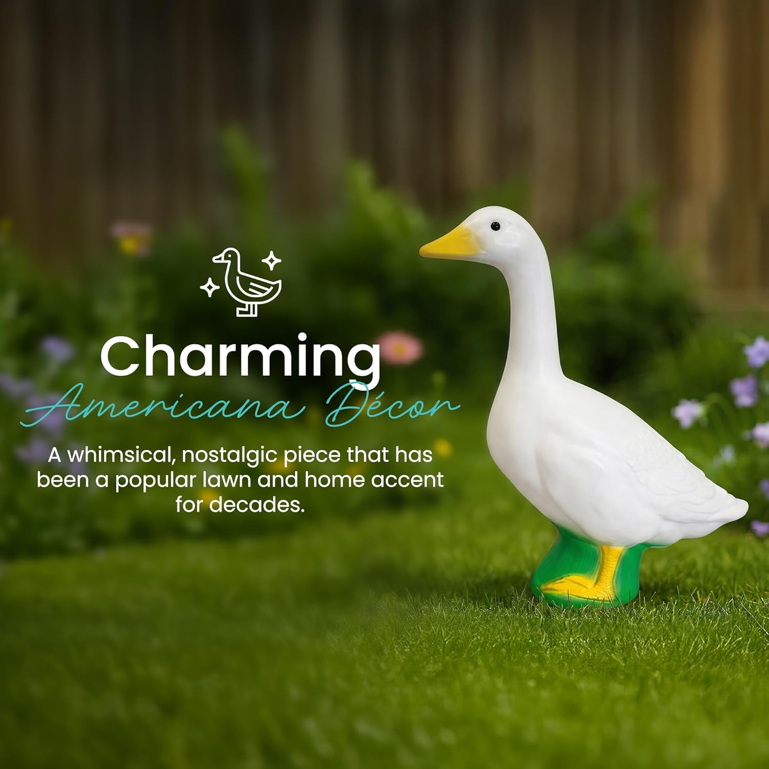 2 Pack Goose Outdoor Lawn and Garden Statue, 23" Tall Animal Figurine for Patio, Balcony, or Front Porch Decor, White