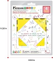 Vista 8 de PicassoTiles Bloque de construcción magnético de 4 piezas de azulejos magnéticos de forma cuadrada grande juguete de construcción STEM kit