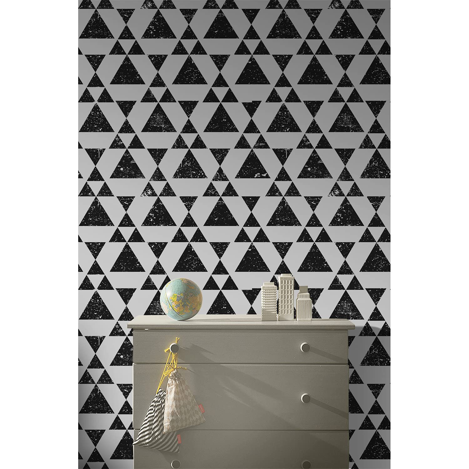 Papier peint latex muralo à motif géométrique triangle grunge