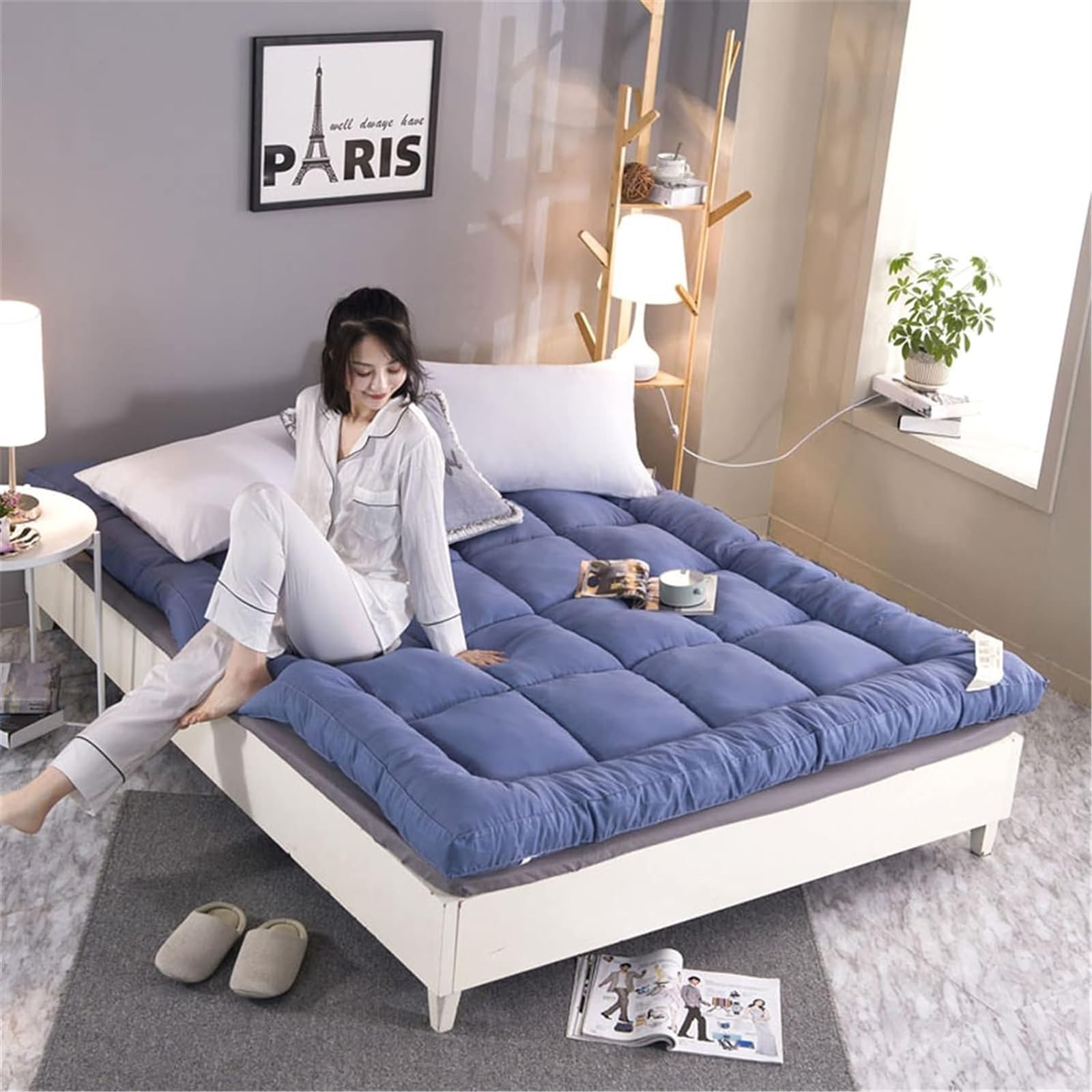 Colchón de futón de Suelo de Terciopelo de plumón, tamaño Completo King Queen, colchón de Suelo japonés, colchón de Tatami for Cama de Invitados, colchón for Dormir for Dormitorio de Estudiantes (Col