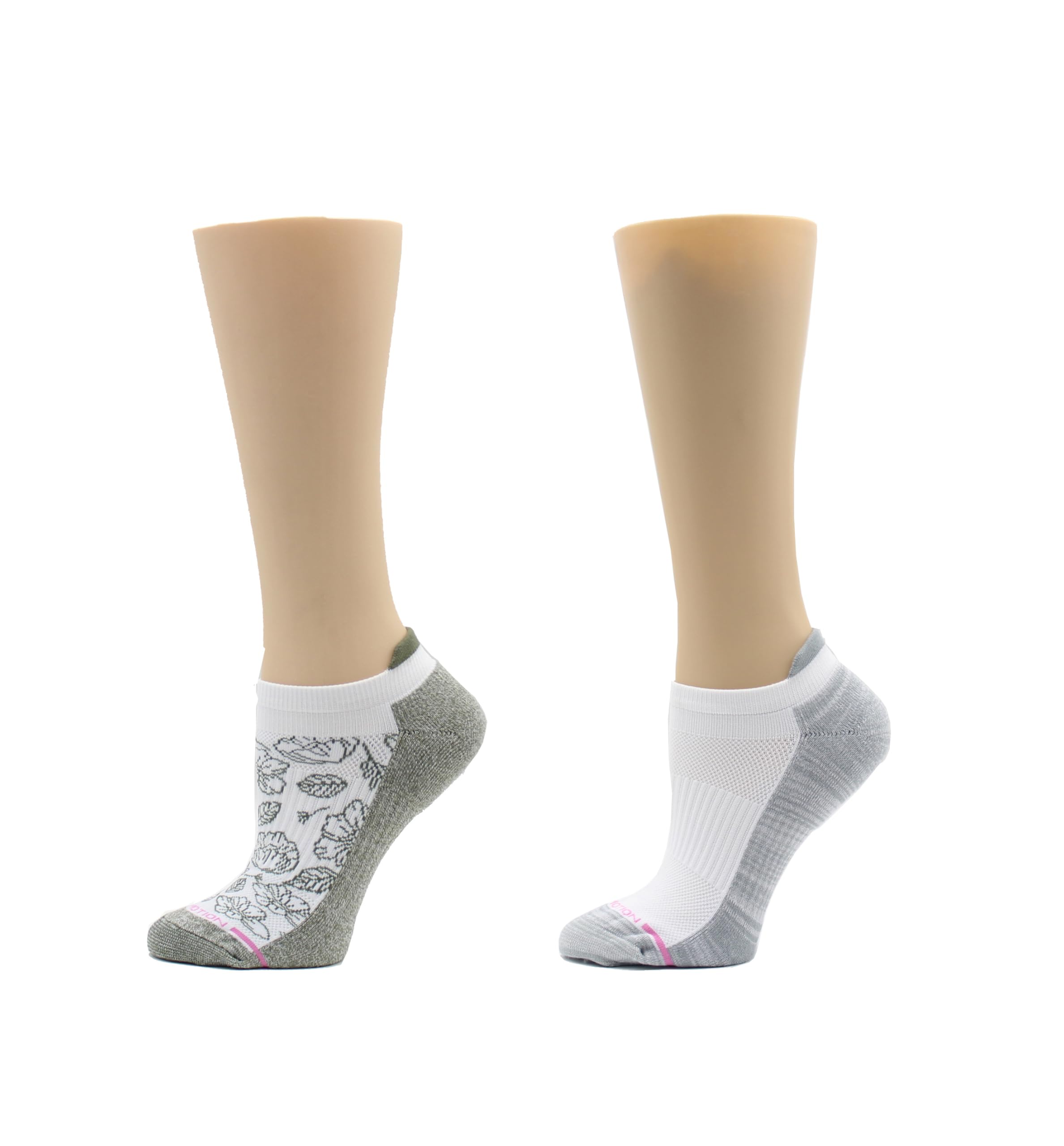 Dr. Motion Womens Ankle Socks 2 Pack, Low Cut Cushioned Compression Running Socks for Women, Arch Support, Seamless Toe