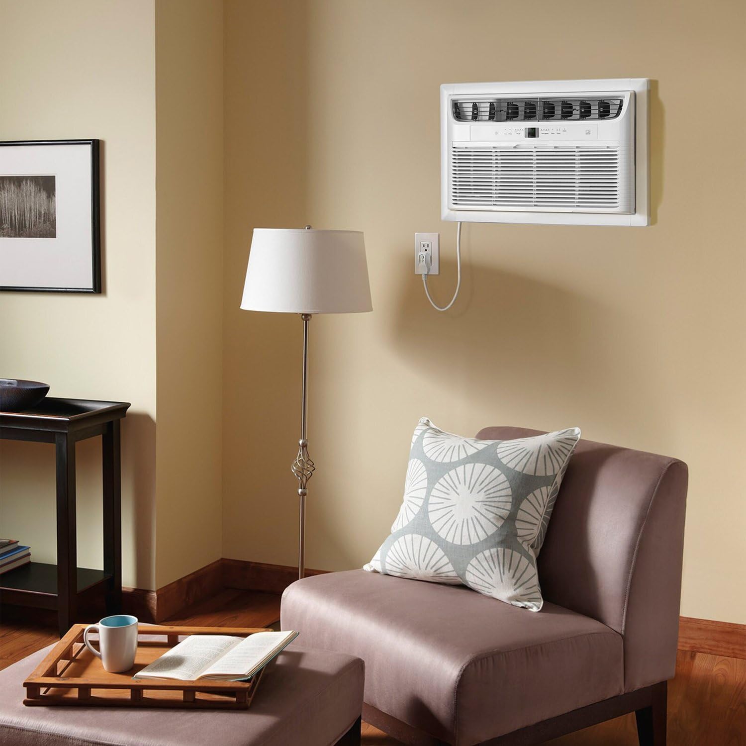 Frigidaire 230V 10000 BTU Wall Air Conditioner with 10600 BTU Heater, Dehumidifier, Fan & Remote Control, Quiet Energy Efficient AC Unit for Home Heating Cooling, Cools Rooms Up To 450 Sq Ft