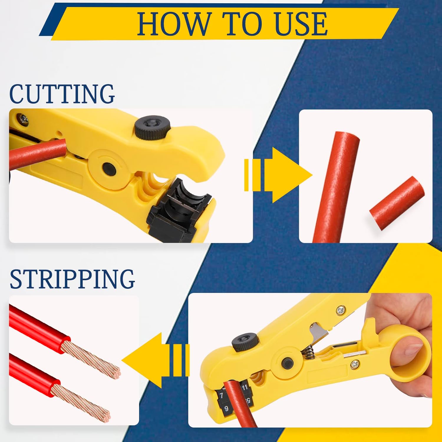 RG6 Coax Cable Crimper Kit Coaxial Compression Tool Adjustable RG6 RG59 RG11 75-5 75-7 Coaxial Cable Stripper,Coaxial Cable Crimper Kit with 20 PCS F Compression Connectors