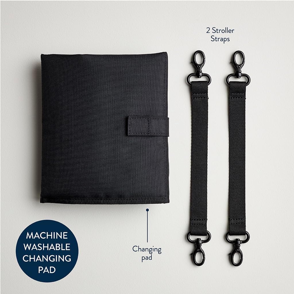 Itzy Ritzy Eras Diaper Bag Backpack – Large Capacity Sleek Daddy Diaper Bag for Men Featuring Neutral Design, 15 Pockets, Changing Pad, Stroller Straps, and Comfortable Backpack Straps, Black - Image 9