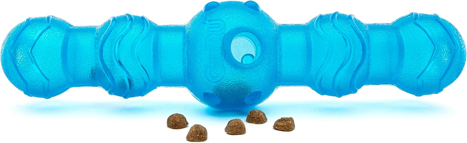 GURU Pet: Shaker Stick - Large - Blue Dog Toy, Treat Dispensing, 11.25" Durable Interactive Pet Chew, Slow-Feeding, Easy Load, Shake-Spin-Solve-Play