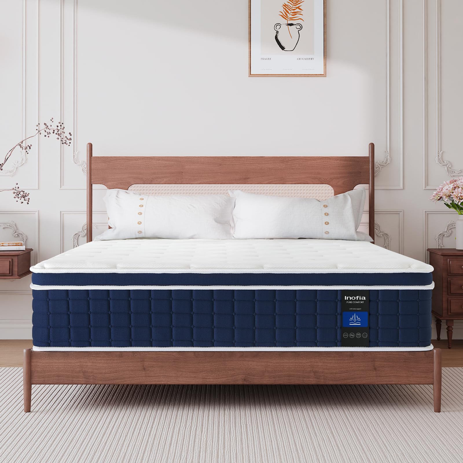 Inofia Matratze Ace Hybrid Pro 90X200cm Höhe 30cm Taschenfederkernmatratze Härtegrad H2 Mittelfest 7-Zonen Federkernmatratze mit 100 Nächte Probeschlafen- Orthopädische Matratze für erholsamen Schlaf