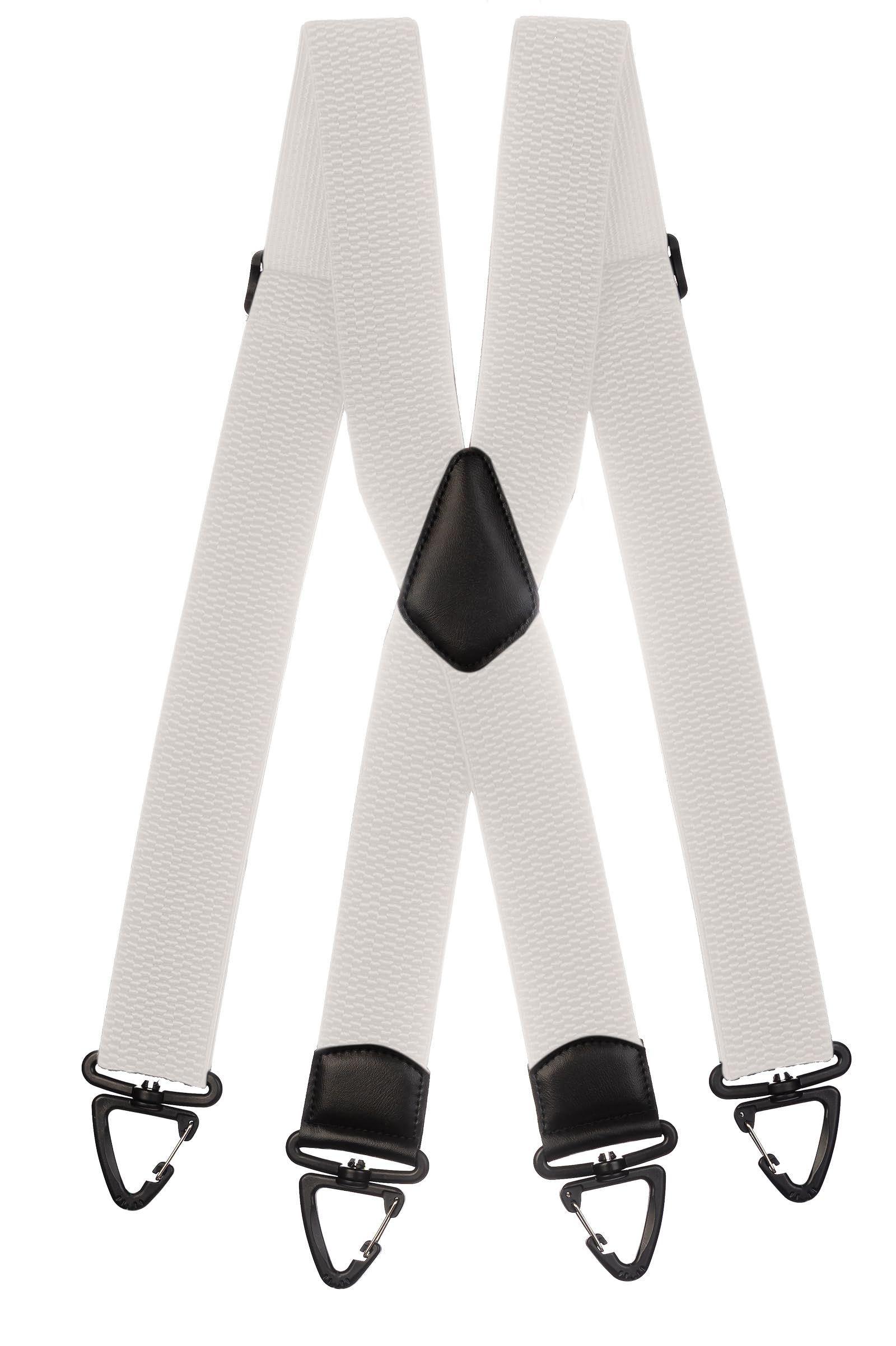 Olata Heavy Duty Extra Wide X-Shape Braces/Suspenders with Plastic Carabiner Clips - 5cm. White