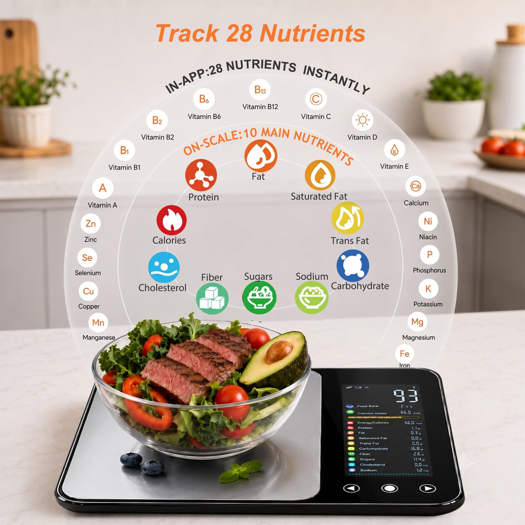 Smart Nutrition - Bilancia alimentare con app, display TFT, monitoraggio 28