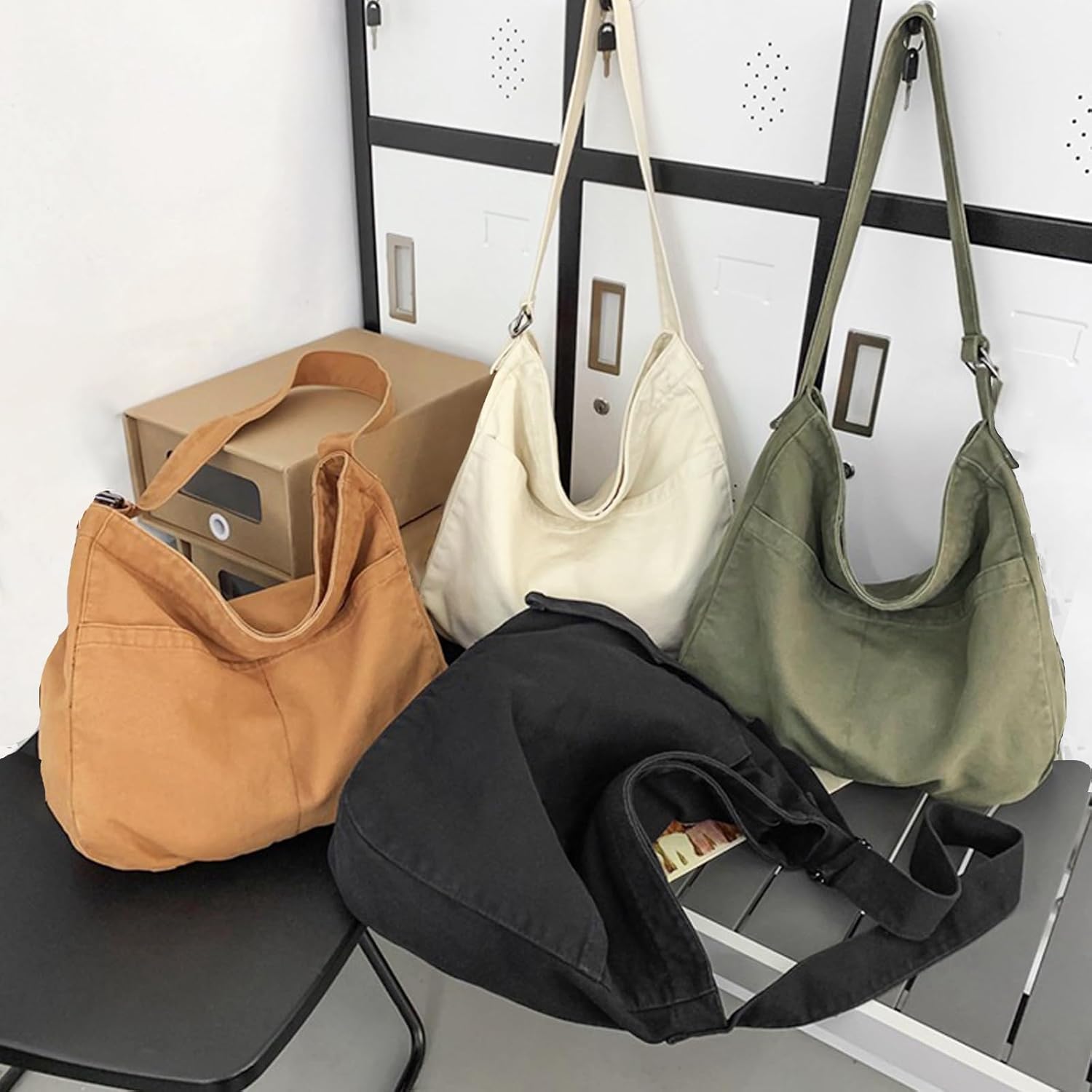Canvas Crossbody Shoulder Bag Casual Hobo Bag Travel Tote Bag Messenger Bags Cute Large Purse for Women