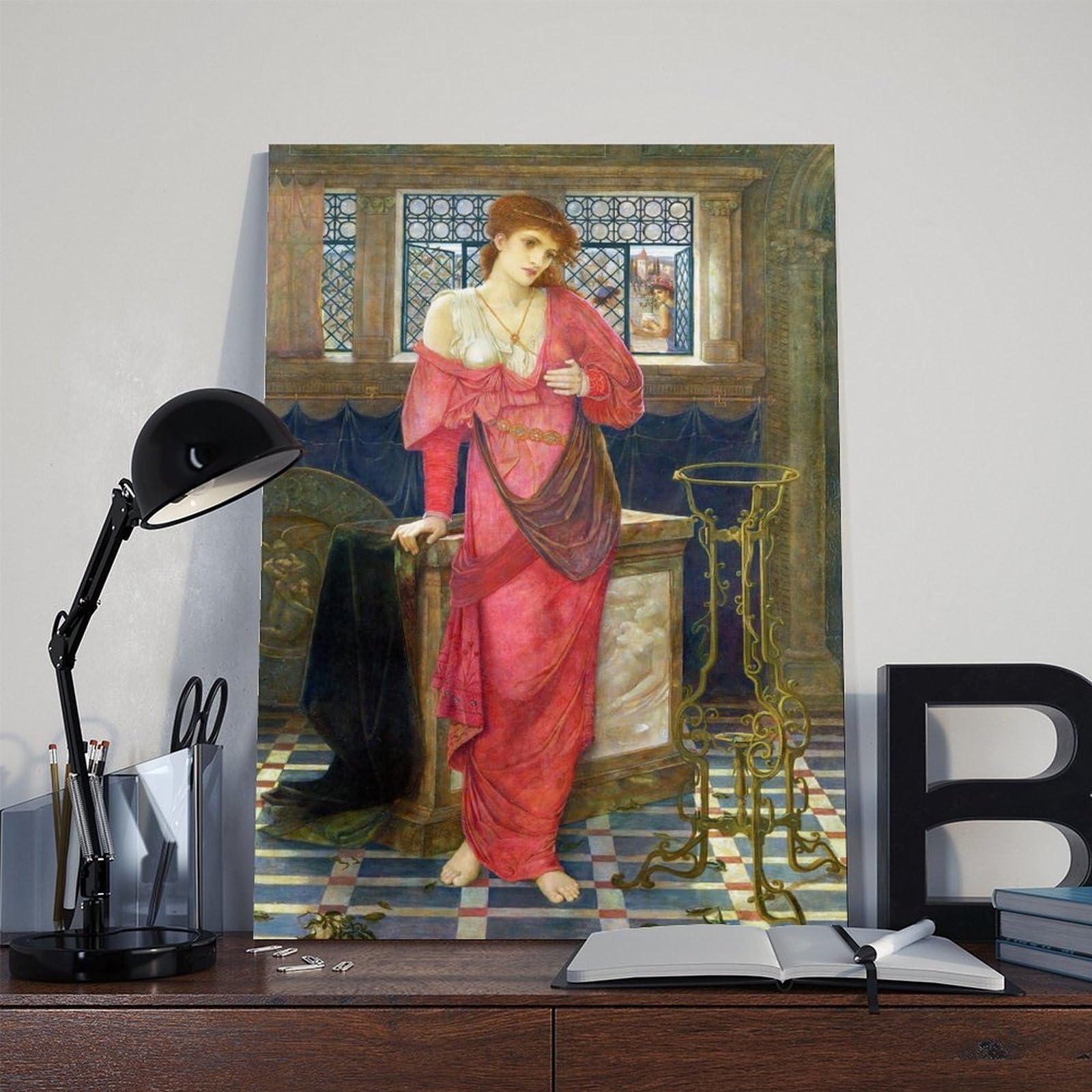 ANFOTCM John Melhuish Strudwick, Isabella I Garnek Bazylii, obraz na płótnie, plakat na ścianę, dekoracja domu, szkoły, biura, 40 x 60 cm, 16 x 24 cale