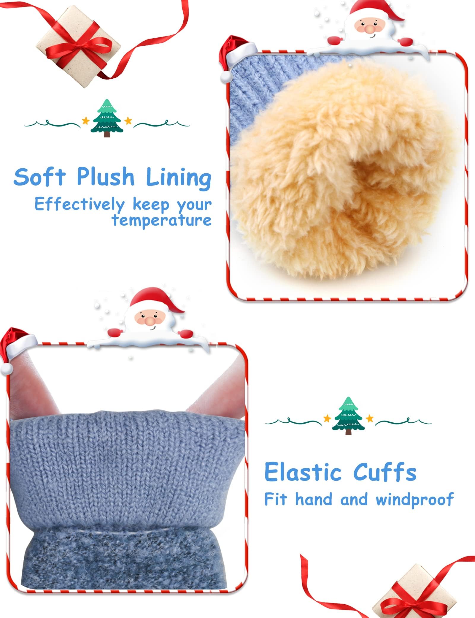Becellen Guantes Invierno Niños Manoplas Guantes Termicos de Punto con Forro Polar Cuerda Cuello para Bebé Niños Niñas 0-3 Años