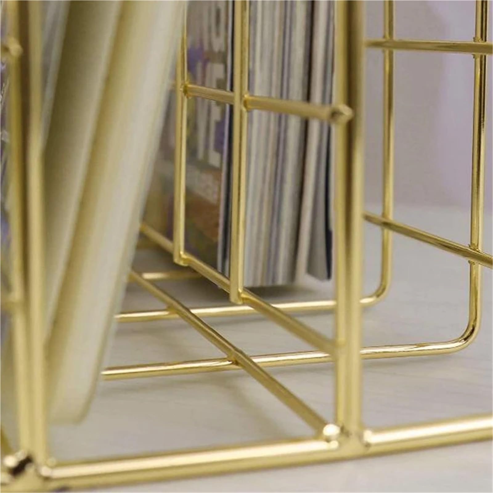 Briefablage Schreibtisch-Organizer aus Metallgeflecht, Schreibtisch-Briefsortierer, Postablage, Datei-Organizer, Büro, Zuhause, Buchstützen, Buchhalter(Gold)