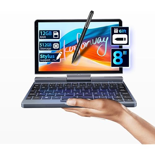 8 Inch Utral Pocket Pc Touchscreen Small Laptop,Windows 11 Pro Mini Computer for Business Students Outdoor, N150 12GB LPDDR5 512GB SSD Complimentary Stylus