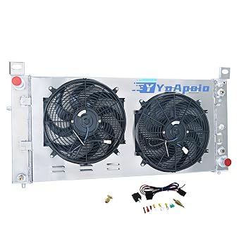 4 Row Aluminum Radiator Shroud Fan Relay for 1999-2014 Chevrolet Silverado 1500 2500 Yukon, Full Performance Aluminium Radiators, Automotive Replacement Radiator