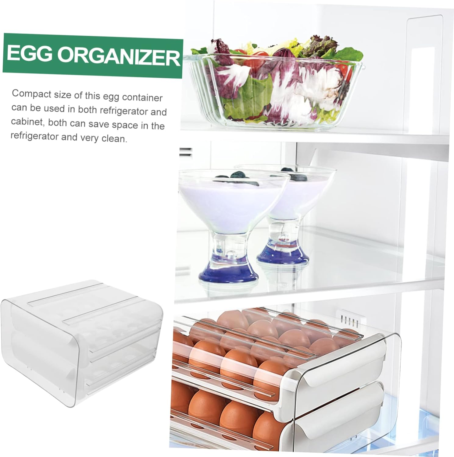 1pack Egg Carton Case Compartment Drawer Egg Storage Fridge Organizer Holder for Refrigerator Clean and Tidy