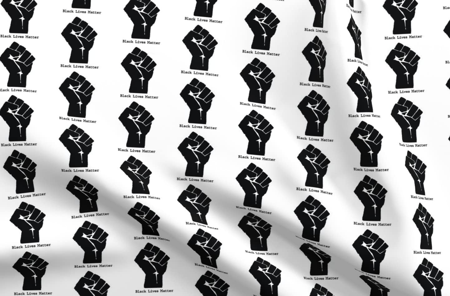 Spoonflower Fabric - Black White Small White History Fist African American BLM Black Lives Printed on Organic Cotton Sateen Fabric by The Yard - Sewing Quilting Apparel Home Decor