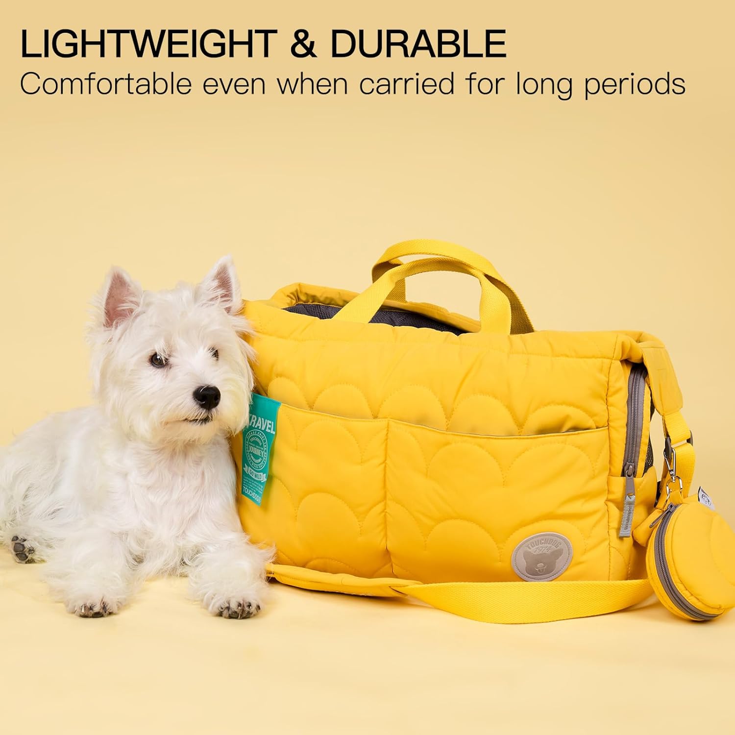 macaron cloud pet carrier bag for small dogs and cats, lightweight handheld shoulder crossbody puppy carrier with storage pocket, breathable expandable pet travel carrier for (yellow)
