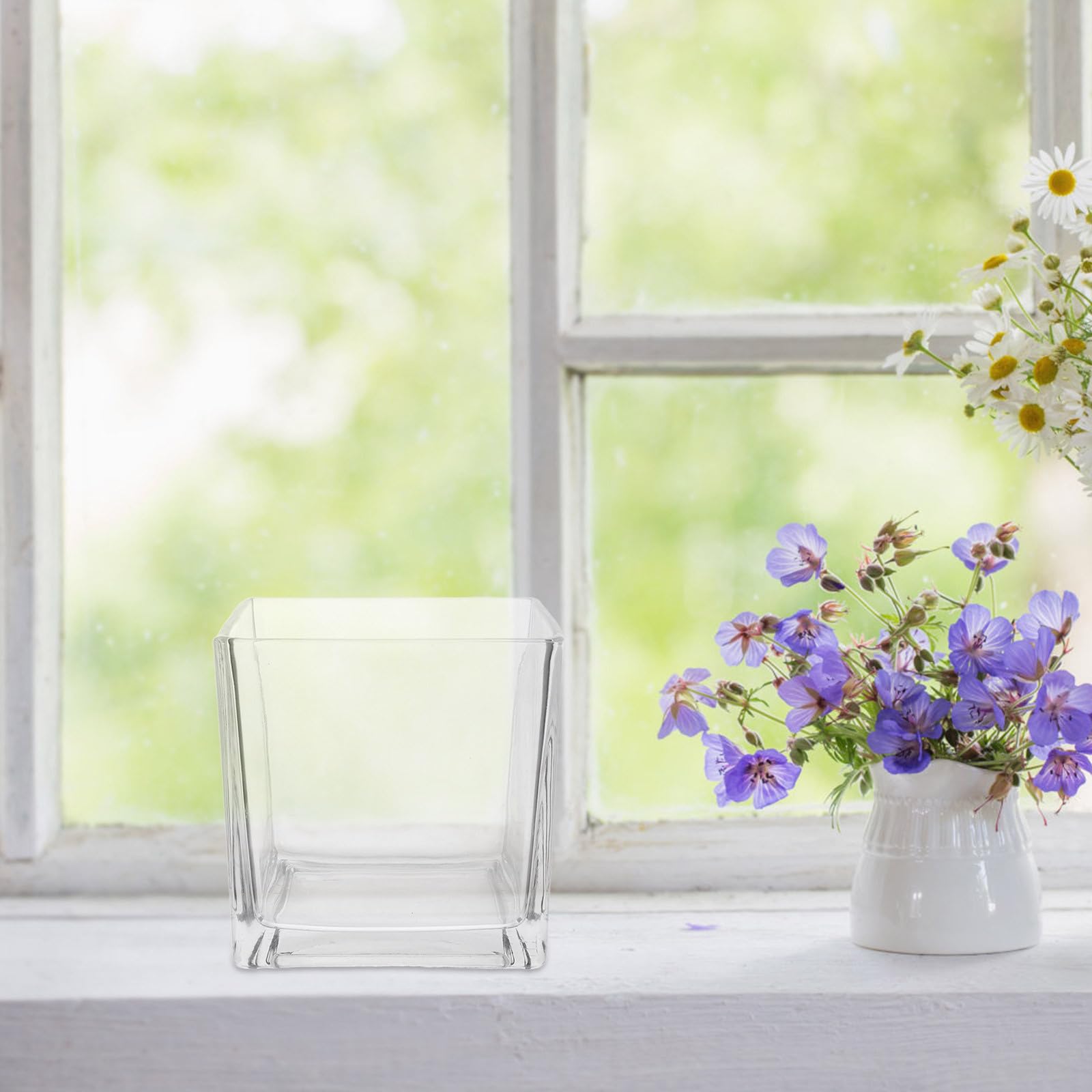 Tofficu Jarrones Cristal de Vidrio Cúbico Transparente, Florero Cubo Moderno para Flores y Plantas Hidropónicas, Decoración de Escritorio y Salón